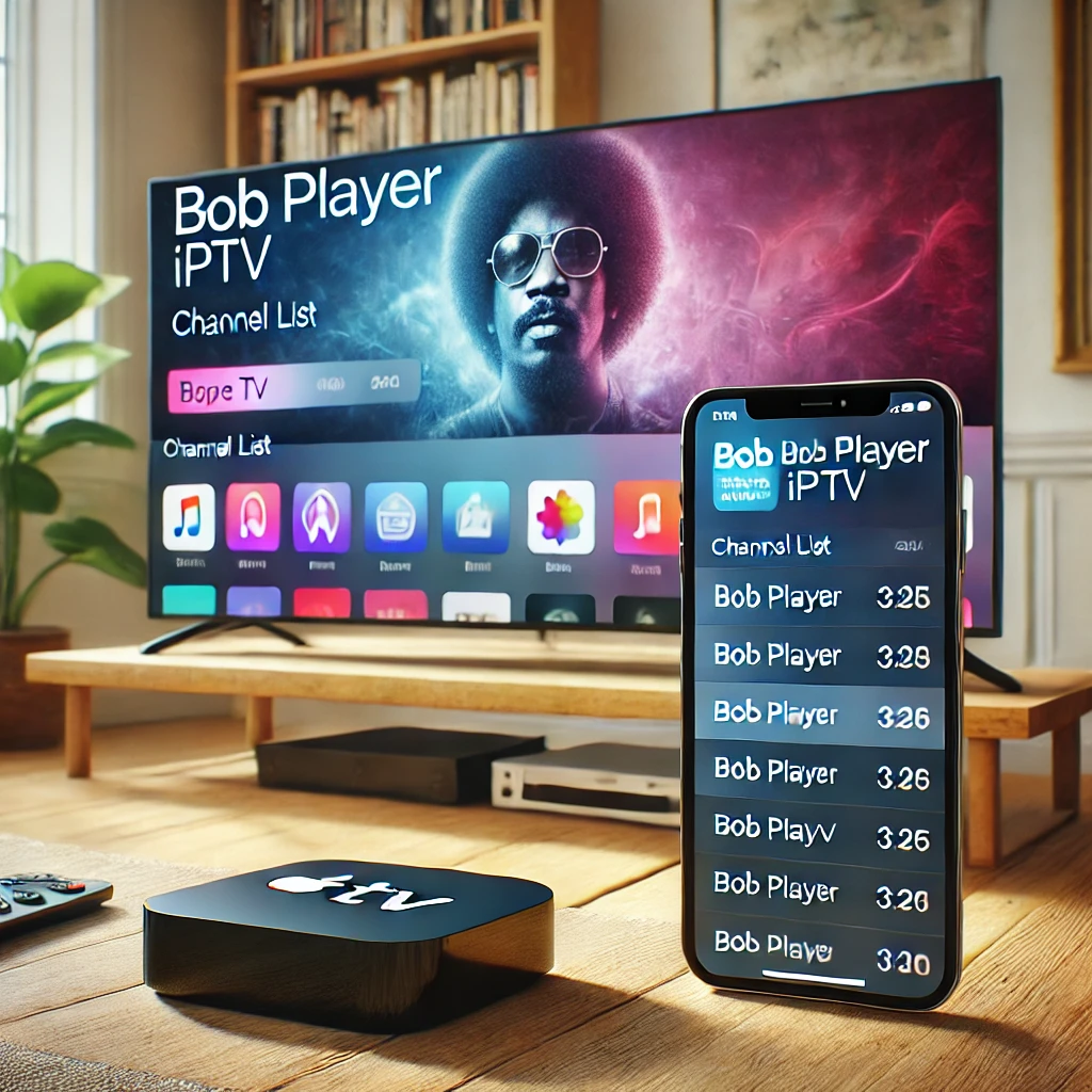 Apple TV und iPhone mit geöffneter BOB Player IPTV App – Einrichtung und Aktivierung auf iOS und Apple TV
