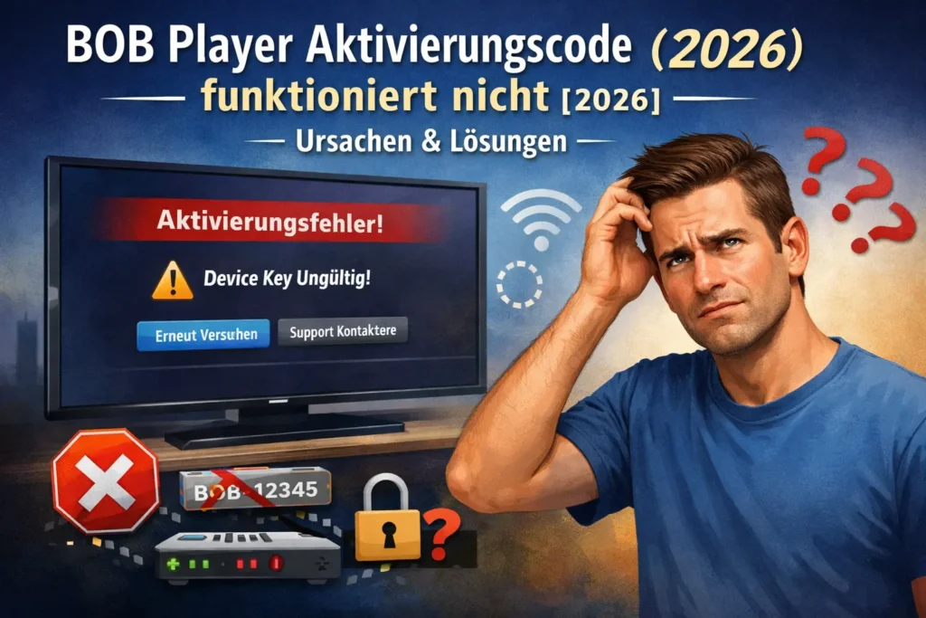 „BOB Player Aktivierungsfehler 2026 – Smart TV zeigt Device Key ungültig, Anleitung zur Behebung von Aktivierungsproblemen“