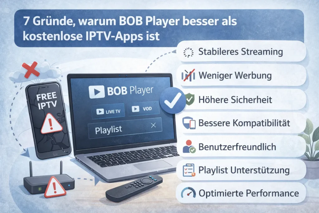 BOB Player besser als kostenlose IPTV-Apps ist
